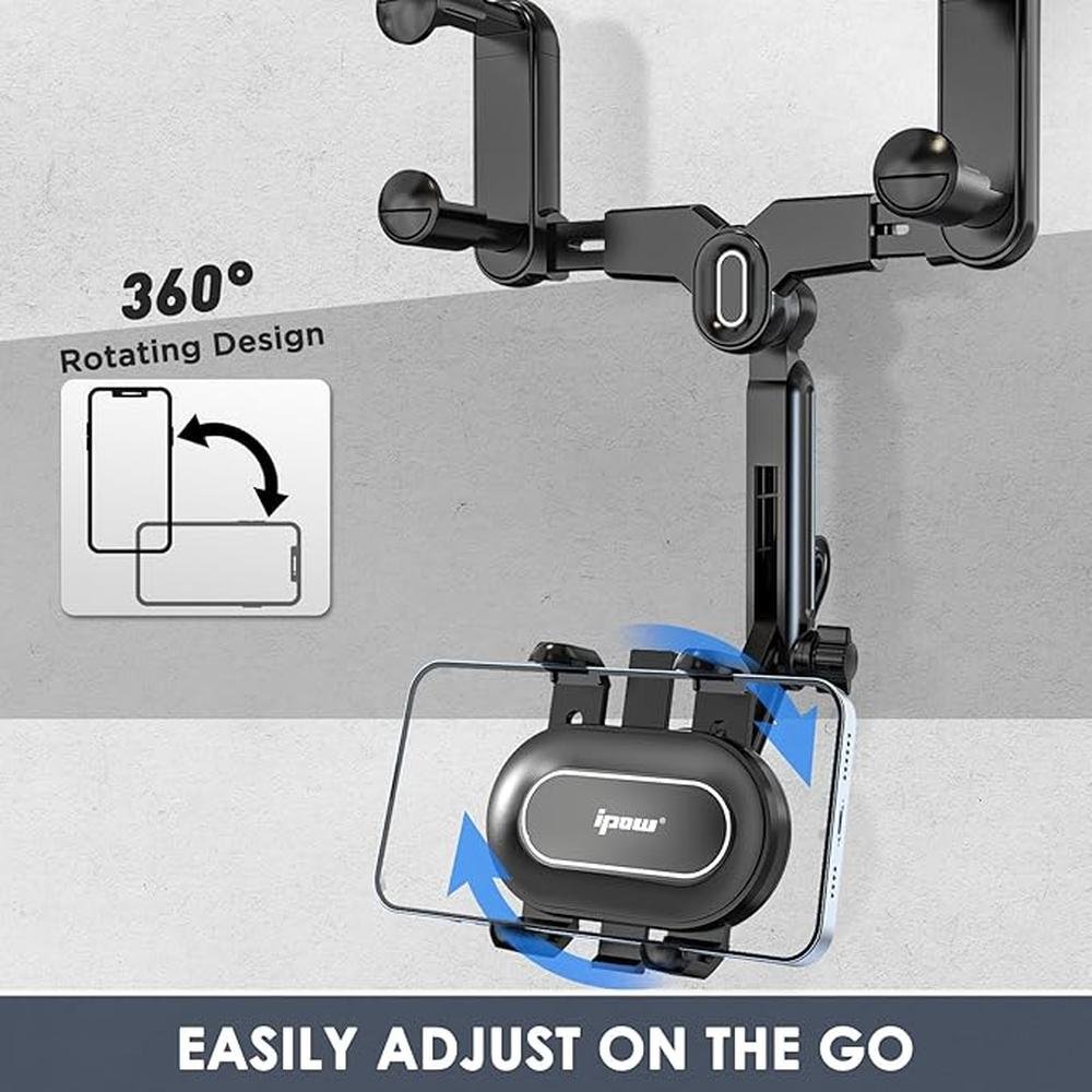 IPOW Large Rearview Mirror Phone Holder for Car 360 – Side View