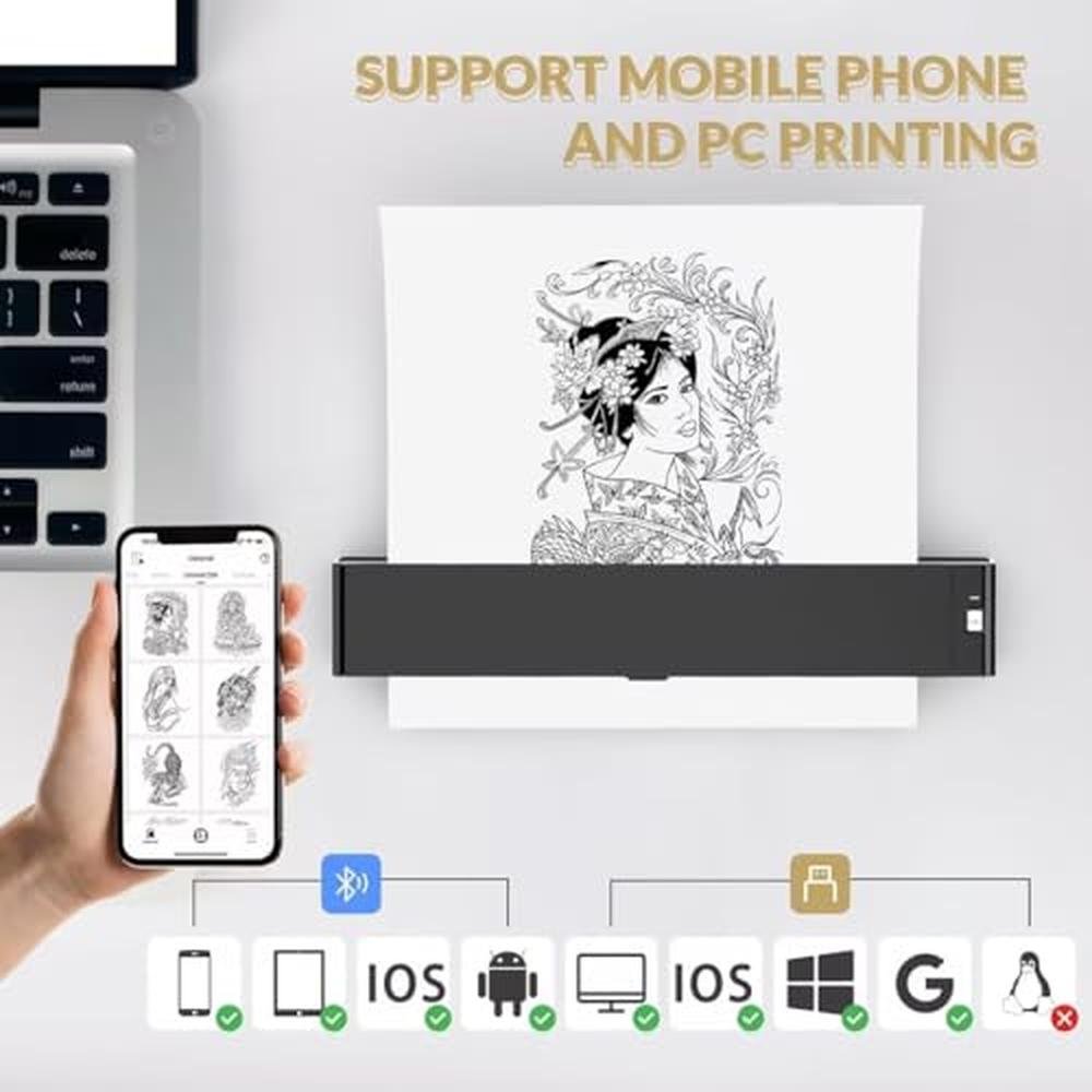 Tattoo Printer: Wormhole Wireless Bluetooth Tattoo Stencil – Close-up Detail