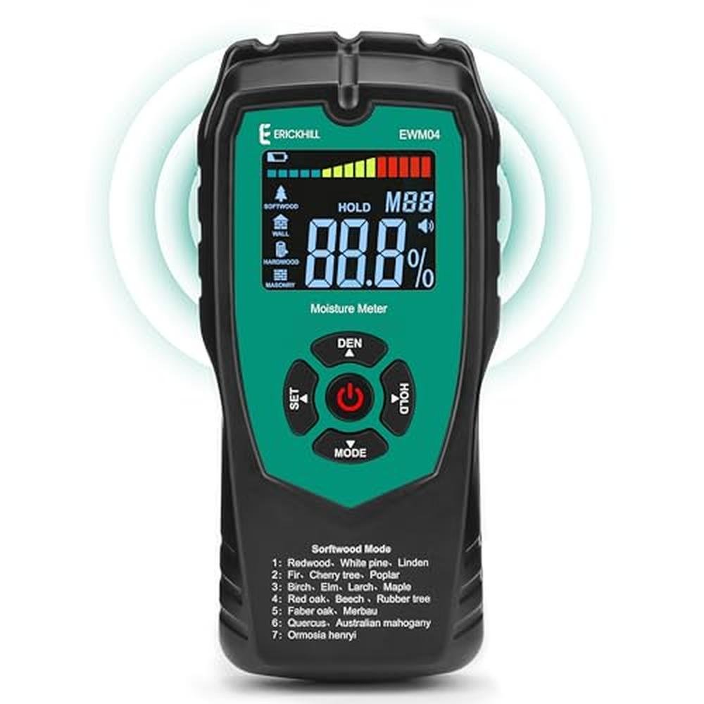Moisture Meter for Drywall: ERICKHILL Pinless Moisture Meter – Front View