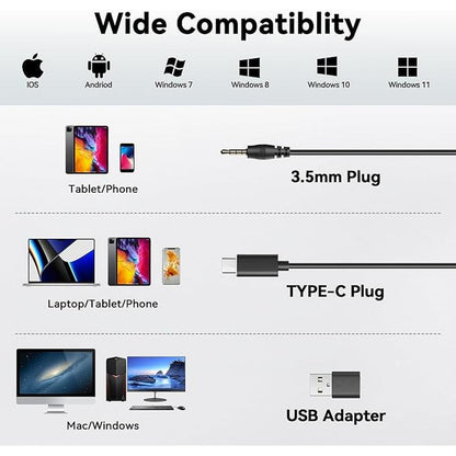 Wantek Headset with Microphone for PC – Side View