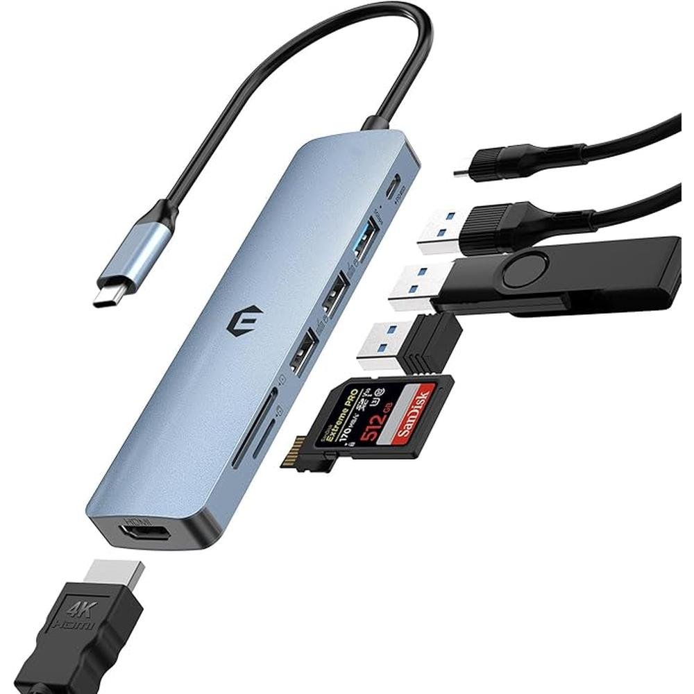 7 in 1 USB C Hub: Tymyp USB Adapter – Front View