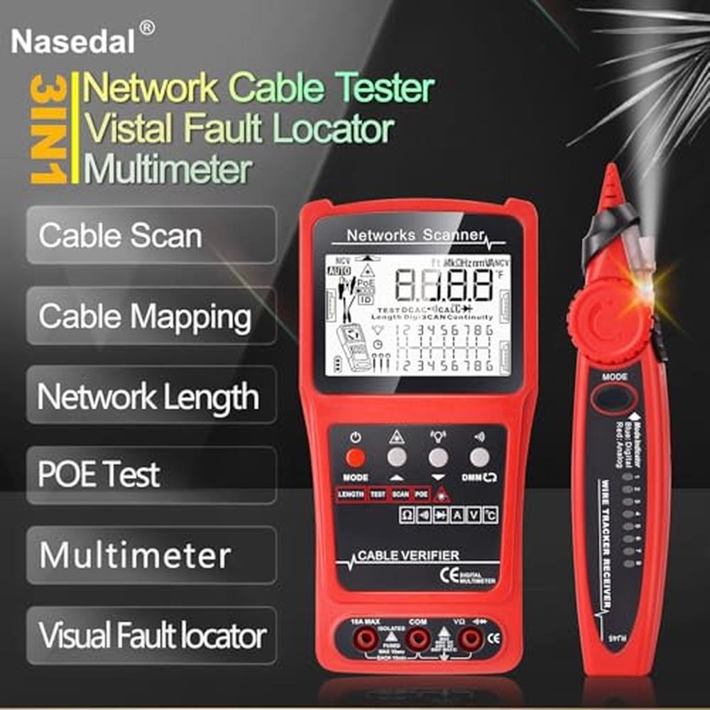 Cable Tester: 3-in-1 Network Cable Tester Tool with Tone – Side View