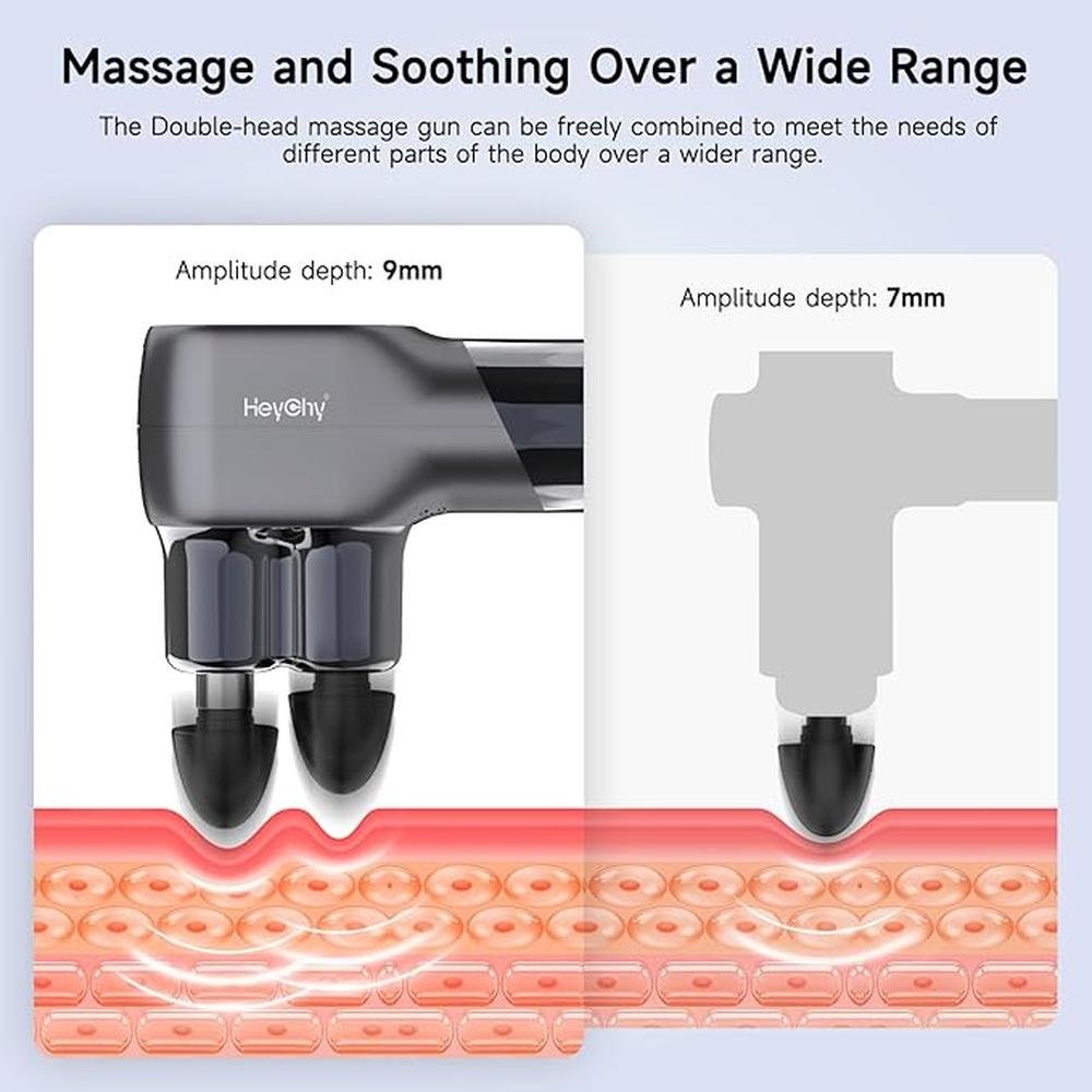 Gun Massage: HEYCHY Double-Head Mini Massage Gun Deep – Side View