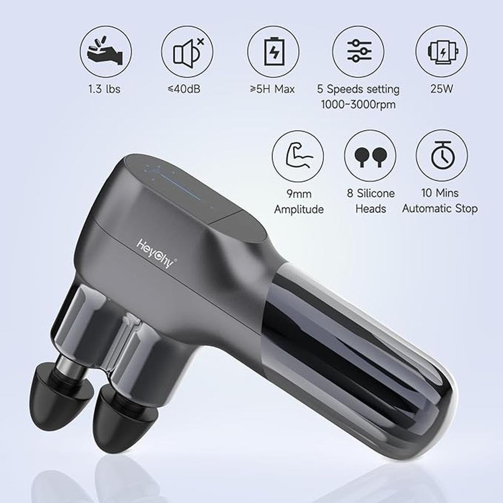 Gun Massage: HEYCHY Double-Head Mini Massage Gun Deep – In Use