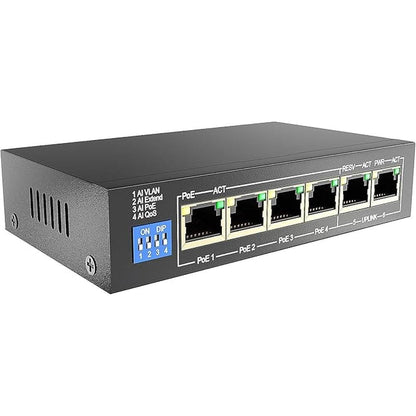 ENS 6 Ports PoE Switch: 4 PoE 60W – Front View