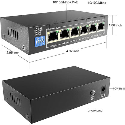 ENS 6 Ports PoE Switch: 4 PoE 60W – In Use