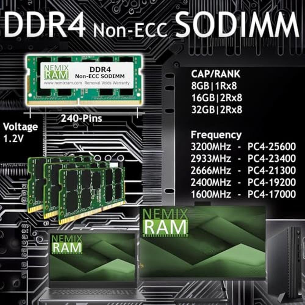NEMIX RAM: 8GB 1x8GB DDR4 3200MHz Laptop Memory – Side View