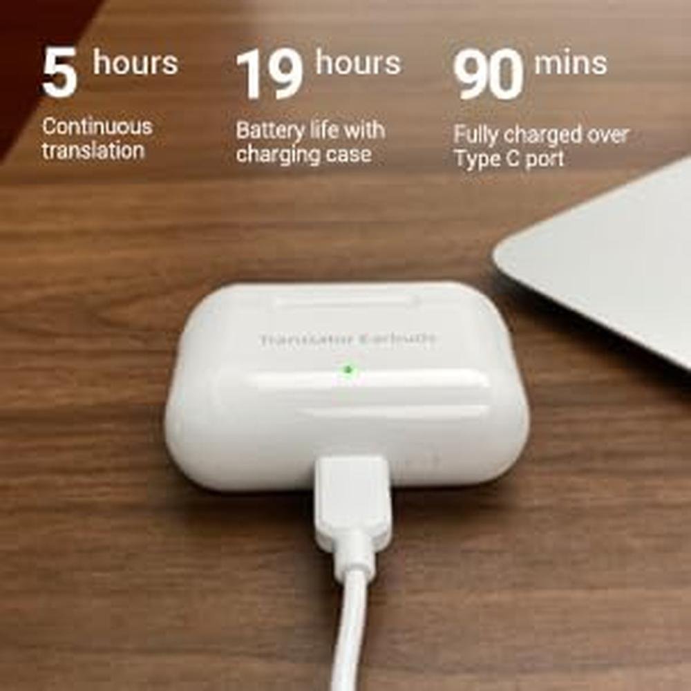 Translator: M6 Translator Earbuds Language Translator Device – Side View