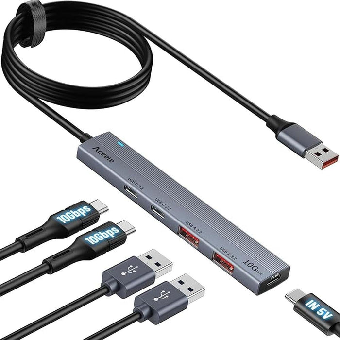 Aceele 10Gbps USB 3.2 Hub With 4 Ports (2 A & 2 C) – Front View