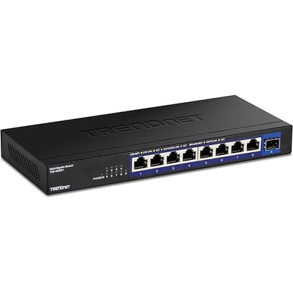 TRENDnet 9-Port Unmanaged 2.5G Switch with 10G SFP+ Port – Front View