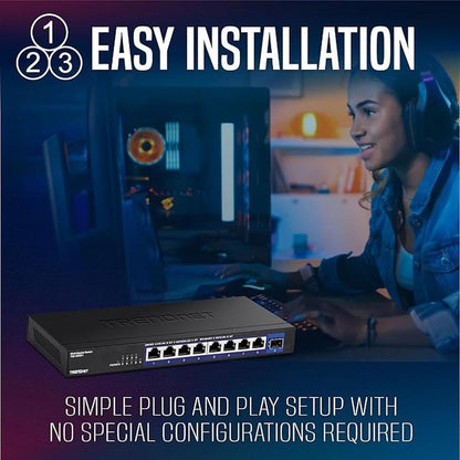 TRENDnet 9-Port Unmanaged 2.5G Switch with 10G SFP+ Port – Packaging