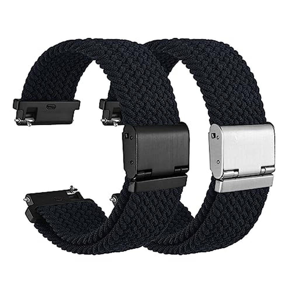 Black Wocci: WOCCI 24mm Braided Nylon Watch Bands – Front View