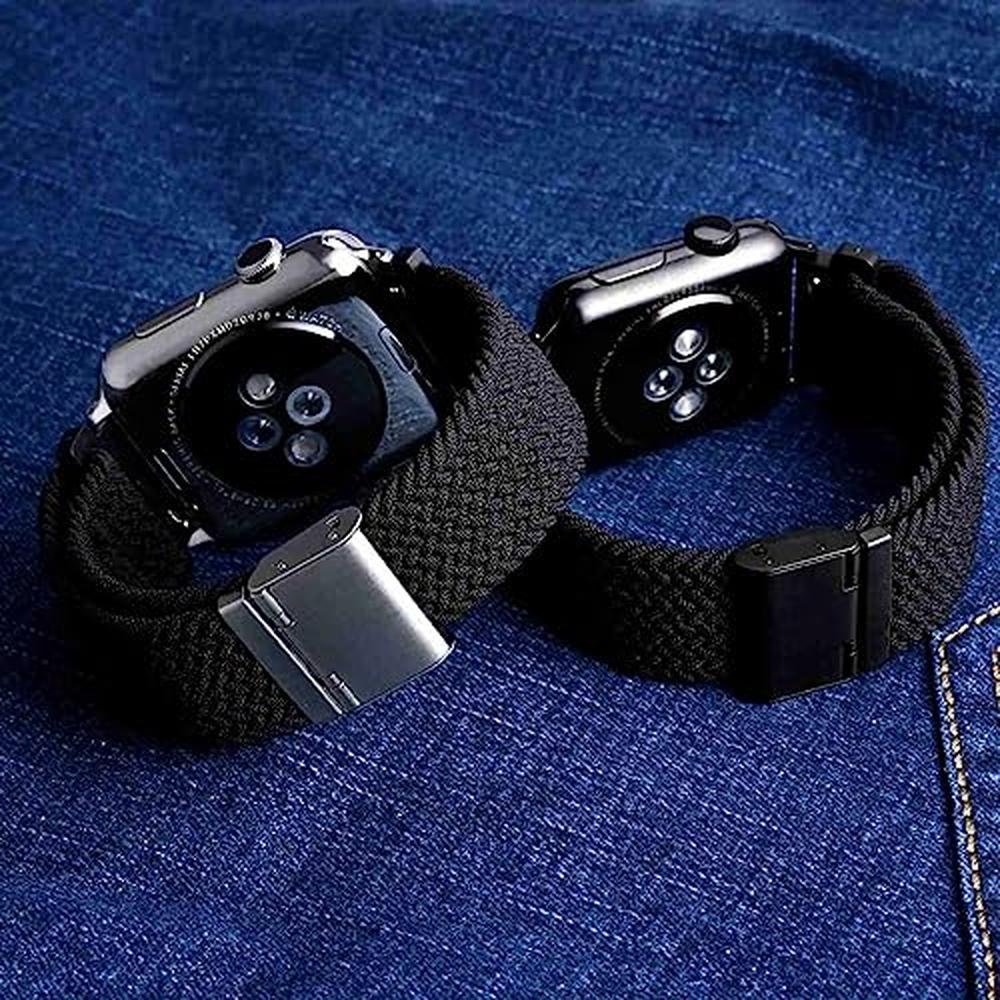Black Wocci: WOCCI 24mm Braided Nylon Watch Bands – Side View