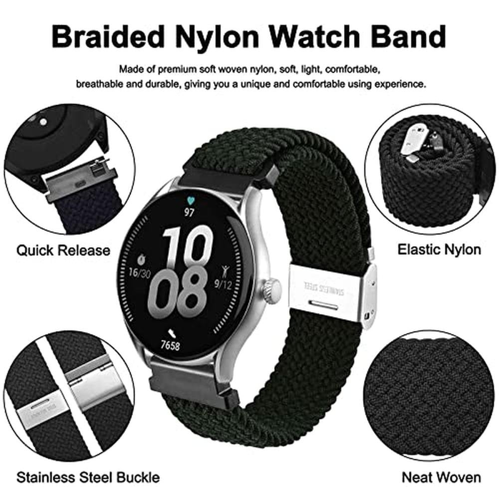 Black Wocci: WOCCI 24mm Braided Nylon Watch Bands – Close-up Detail