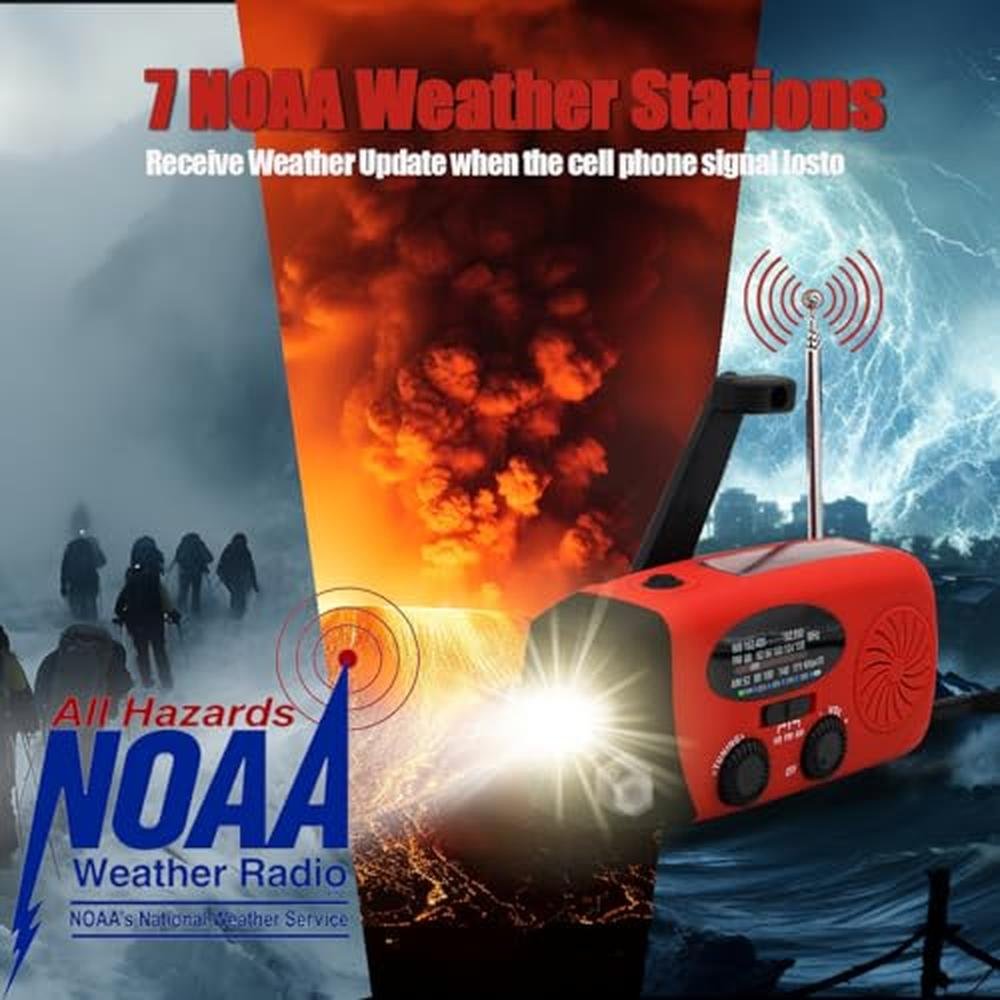Emergency Radio: 6000mAh Hand Crank Solar Powered Radio – Close-up Detail