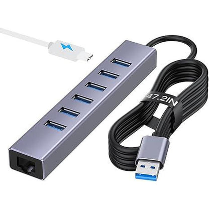 7-Ports USB 3.0 Hub: Premium USB Extension with Gigabit – Front View
