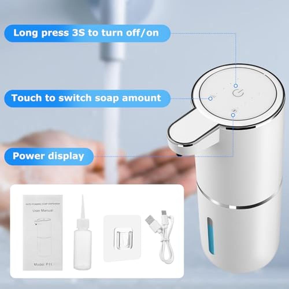 Soap Automatic Dispenser: 2 Pack 12.8oz/380ml USB Touchless – Side View