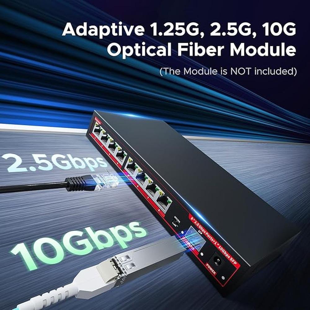 8 Port 2.5G Ethernet Switch with 1*10G SFP+ Slot – Side View