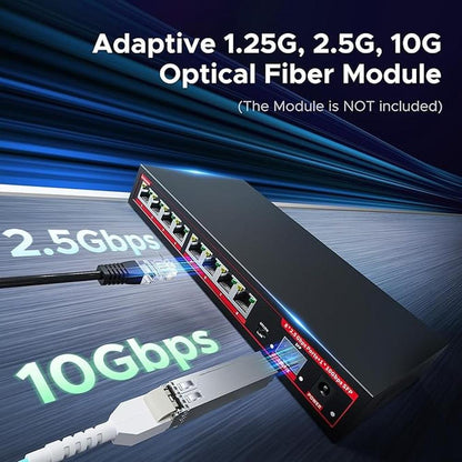 8 Port 2.5G Ethernet Switch with 1*10G SFP+ Slot – Side View