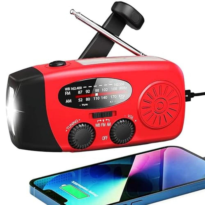 Radio 18500mWh: 5000mAh Hand Crank Emergency Weather Radio – Front View