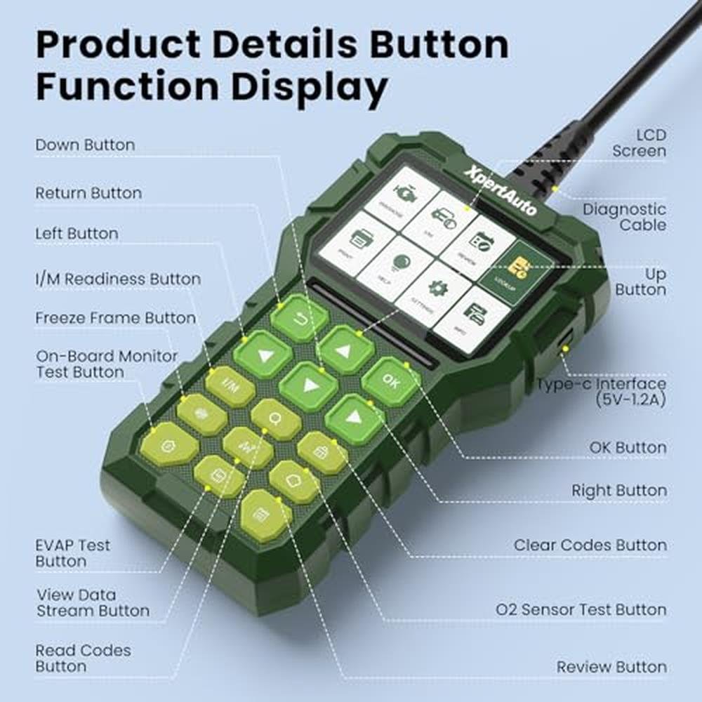 XpertAuto C303 OBD2 Scanner Live Data Professional Mechanic – Side View