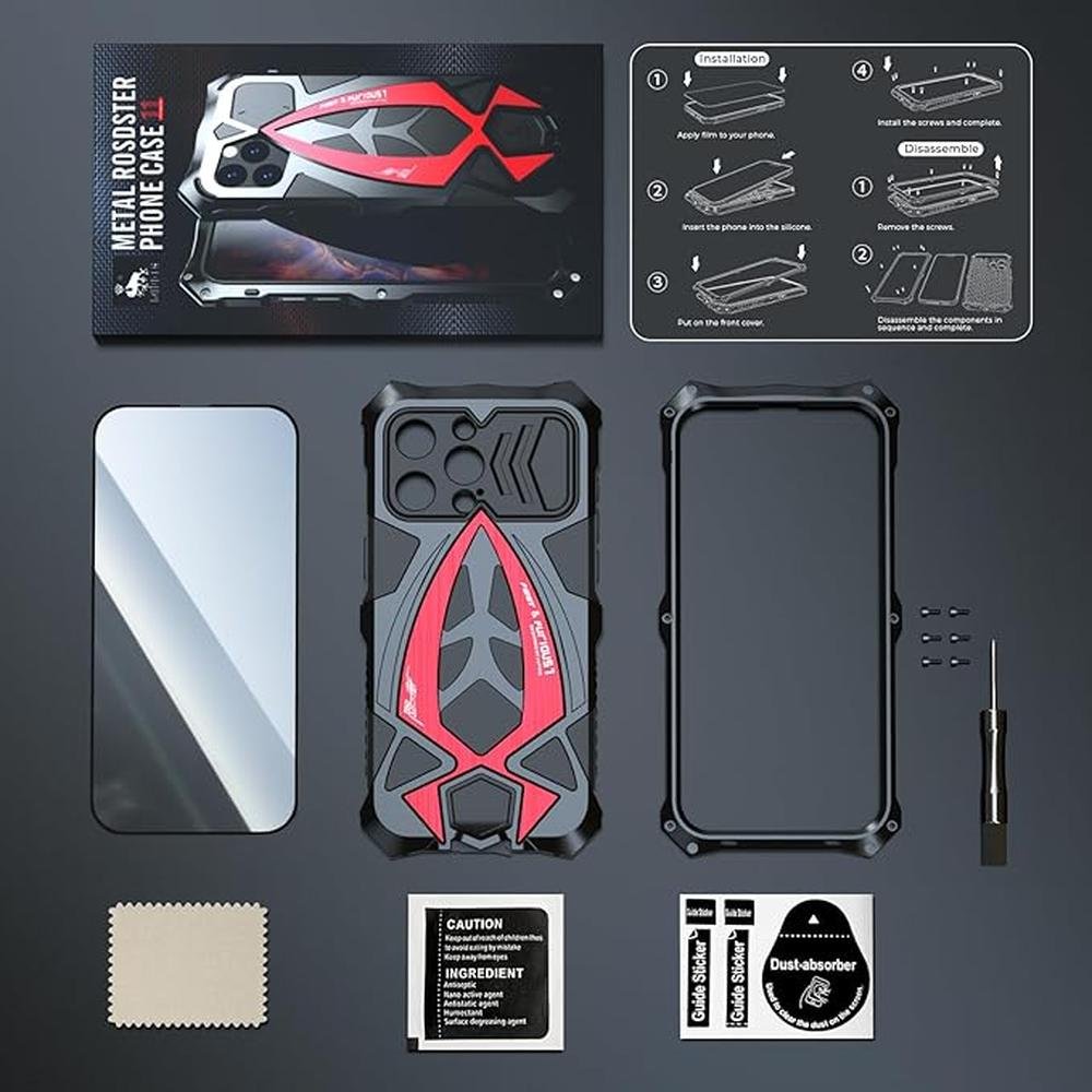 iPhone 15 Pro Max Case: Heavy Duty Protection Rugged Screw – Side View