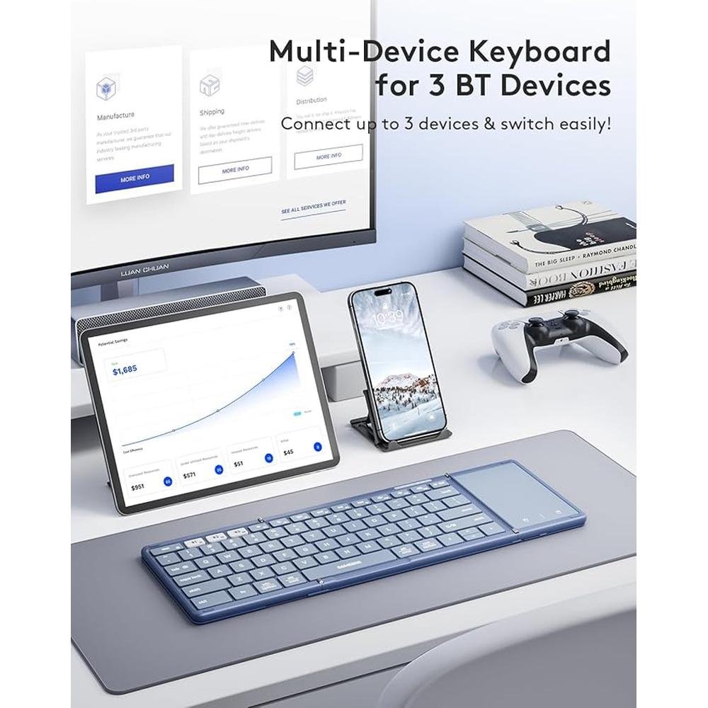 Keyboard Samsers: Samsers Foldable Bluetooth Keyboard with – Side View