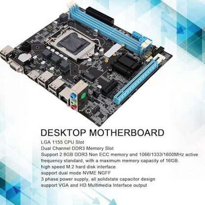 H61 Motherboard: LGA1155 Socket DDR3 M.2 NVMe/NGFF 6 USB2.0 – In Use