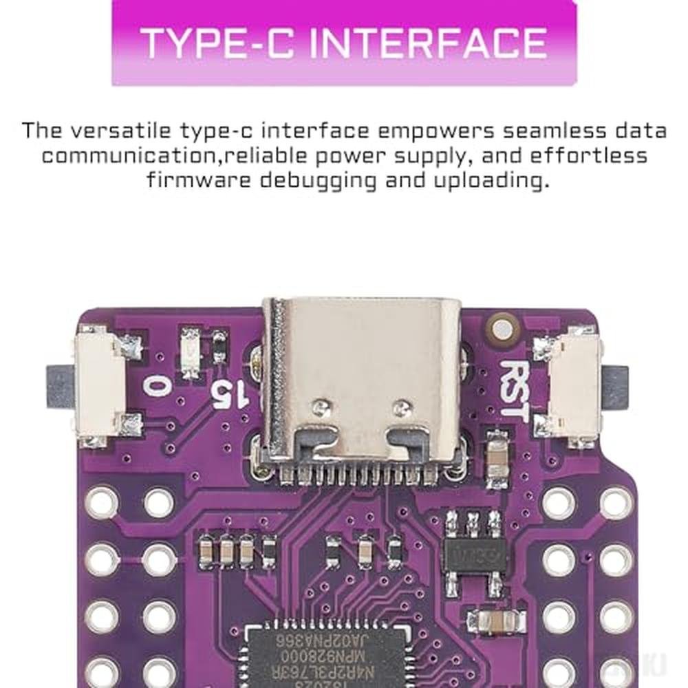 ESP32 YEJMKJ: YEJMKJ 10pcs ESP32 S2 Mini V1.0.0 WiFi Board – Side View
