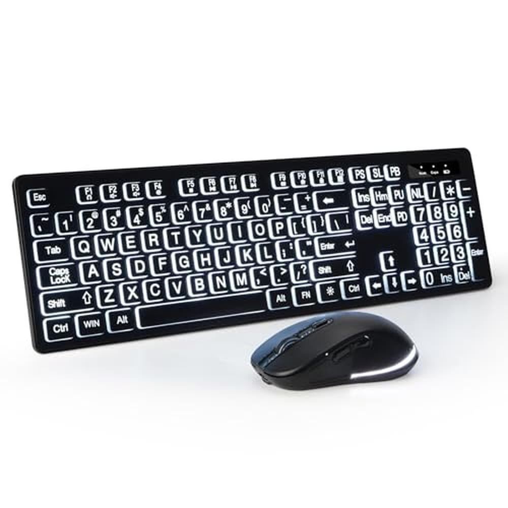 Wireless Keyboard Mouse: KOPJIPPOM 2.4G Full-Size Keyboard – Front View