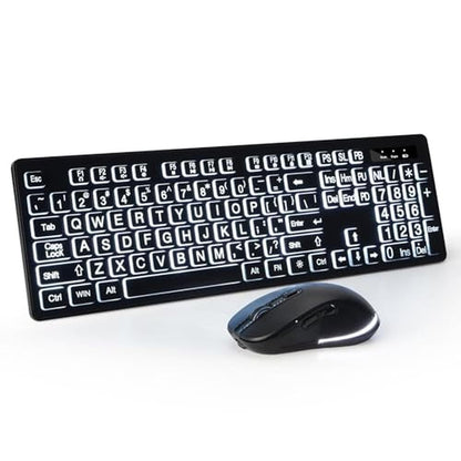 Wireless Keyboard Mouse: KOPJIPPOM 2.4G Full-Size Keyboard – Front View