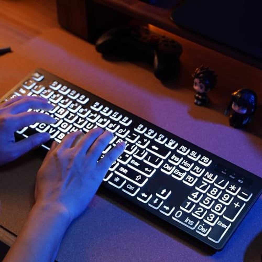 Wireless Keyboard Mouse: KOPJIPPOM 2.4G Full-Size Keyboard – Side View
