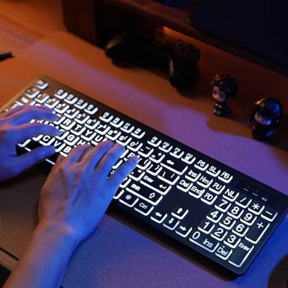 Wireless Keyboard Mouse: KOPJIPPOM 2.4G Full-Size Keyboard – Side View