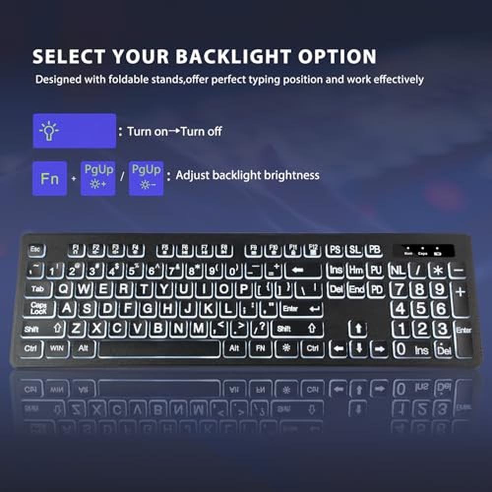 Wireless Keyboard Mouse: KOPJIPPOM 2.4G Full-Size Keyboard – Close-up Detail