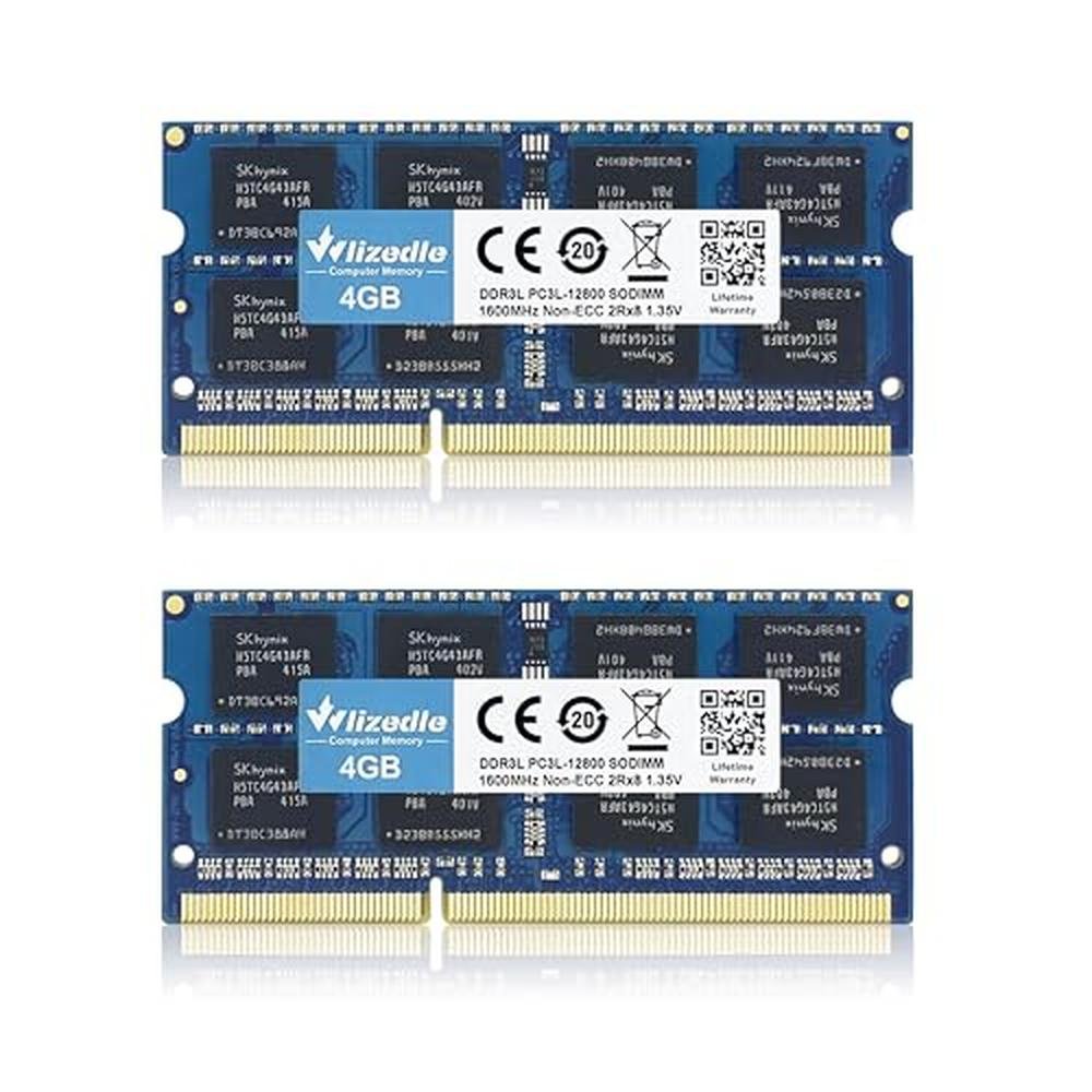 DDR3 RAM: Wlizedle 8GB Kit 2x4GB Laptop RAM 1600MHz CL11 – Front View
