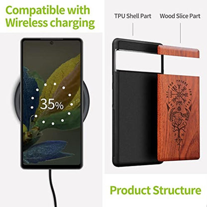 Wood Case: Carveit Pixel 8 Natural Wood Black TPU – In Use