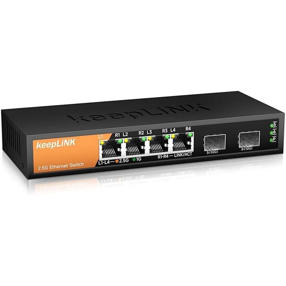 6-Port 2.5G Switch Unmanaged: 4 x 2.5GBASE-T Ports & 2 x – Front View