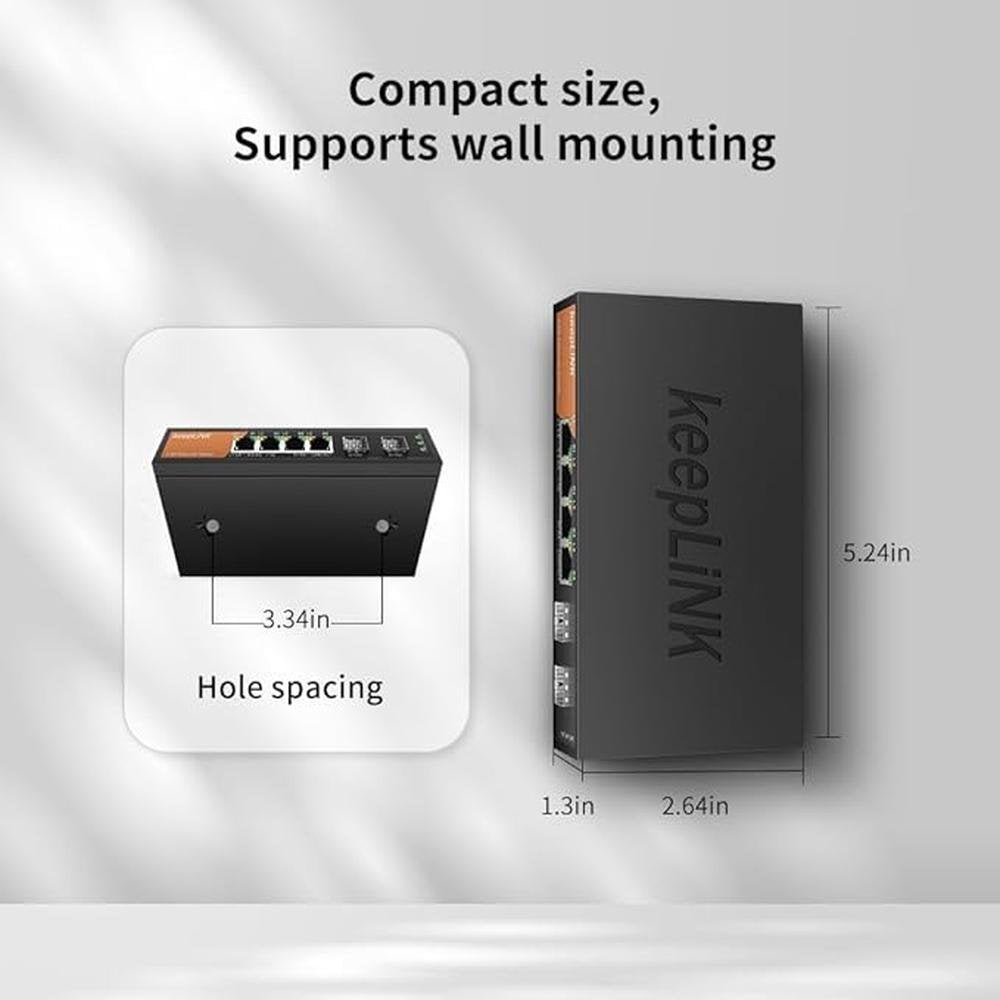 6-Port 2.5G Switch Unmanaged: 4 x 2.5GBASE-T Ports & 2 x – Side View