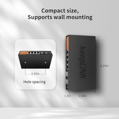 6-Port 2.5G Switch Unmanaged: 4 x 2.5GBASE-T Ports & 2 x – Side View