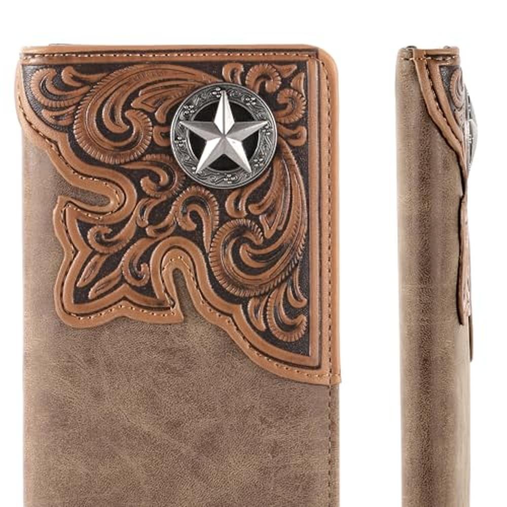 Montana West Western Wallet for Men Long Bifold Wallet with – Close-up Detail