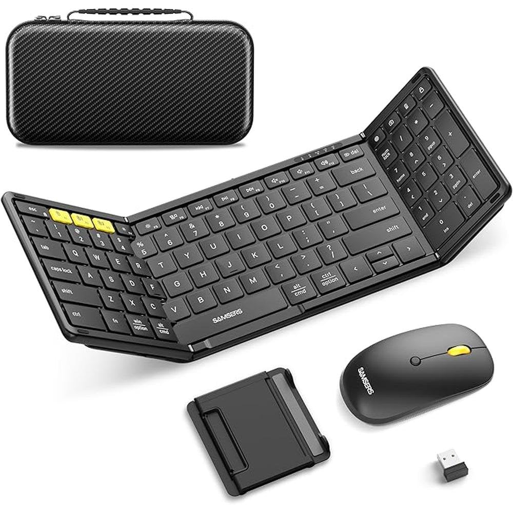 Keyboard Mouse: Samsers Folding Bluetooth Keyboard Combo – Front View
