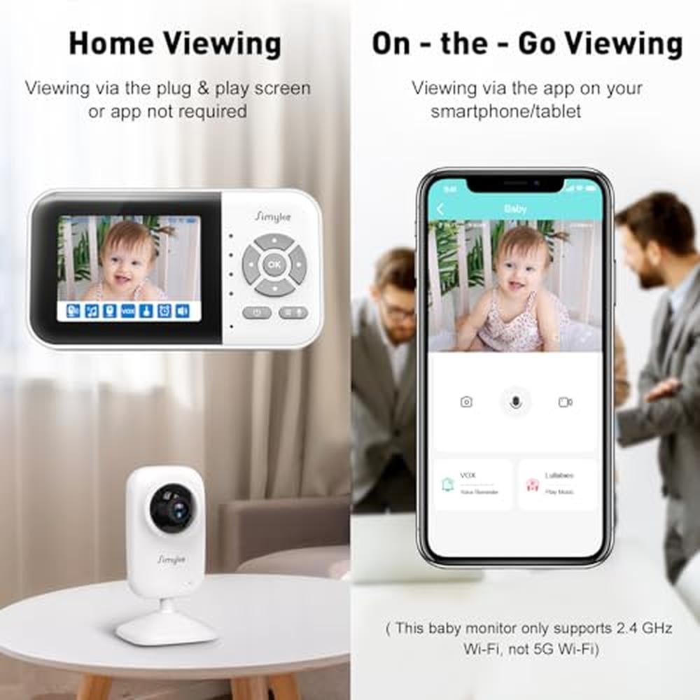 Simyke Baby Monitor: Simyke Upgrade Video Baby Monitor with – Side View