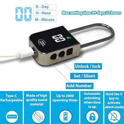 Premium Habit Control Metal Timer Lock – Close-up Detail