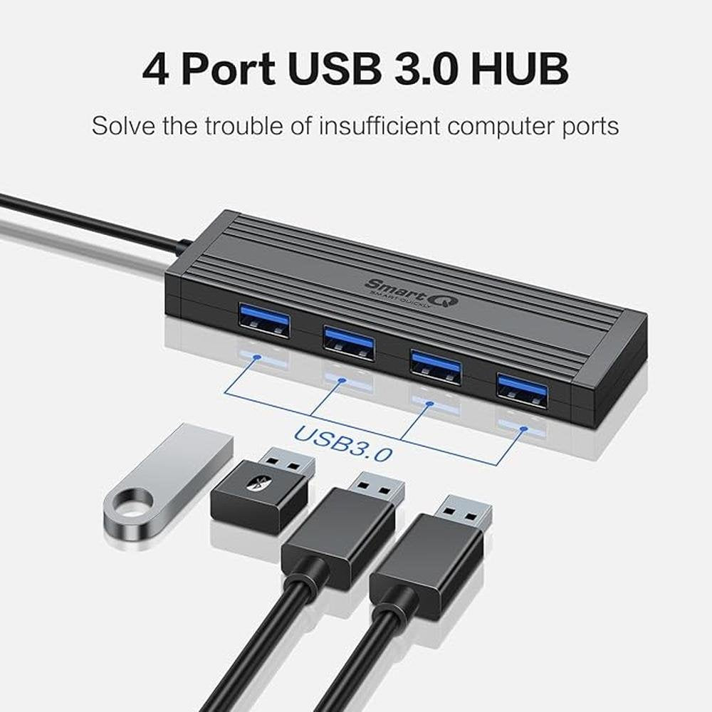 4-Port USB 3.0 Ultra-Thin Data Hub – Side View