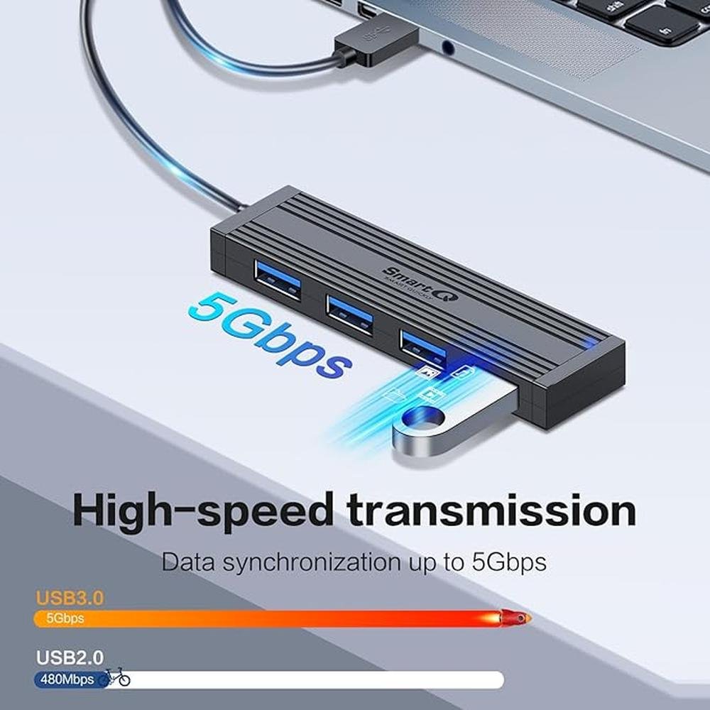 4-Port USB 3.0 Ultra-Thin Data Hub – Close-up Detail