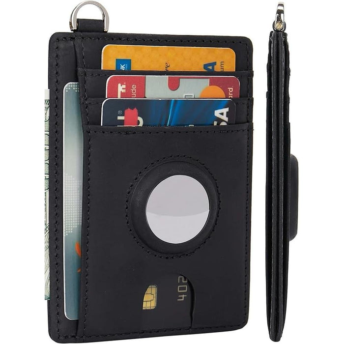 Airtag Wallet: LinsCraft Slim Minimalist AirTag Card Wallet – Front View