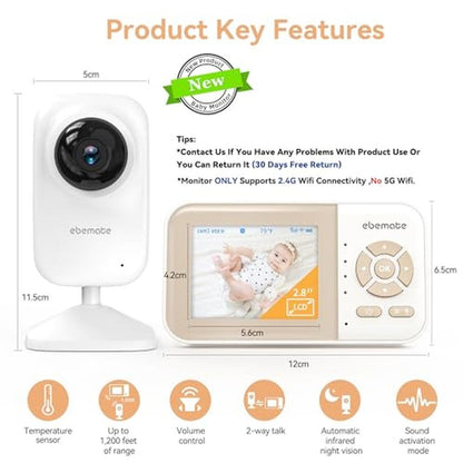 Video Baby Monitor: Ebemate EBE28 2.8 LCD Screen Video – Side View