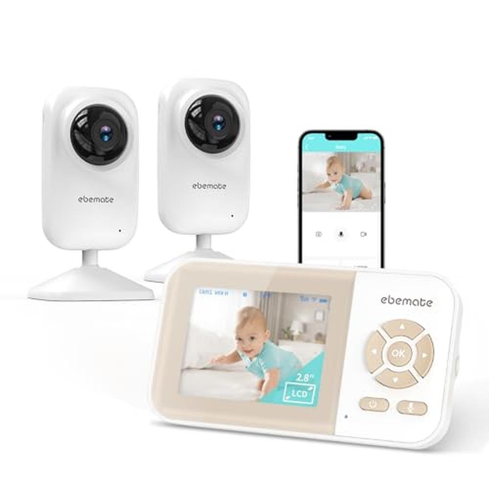 Video Baby Monitor: Ebemate EBE28-2 2-Camera 2.8 LCD Screen – Front View