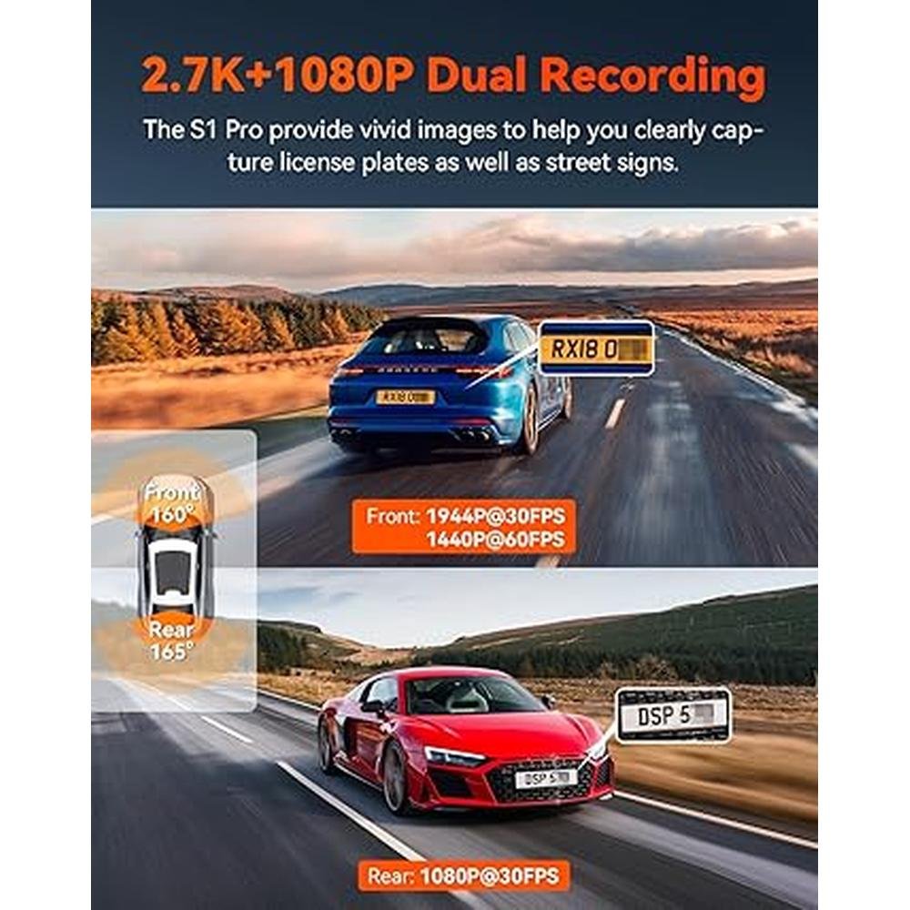 Dash Vantrue: Vantrue S1 Pro 2.7K Dual Dash Cam Front and – Side View
