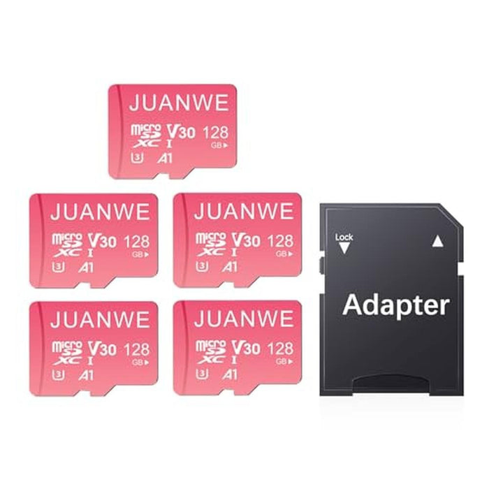 128GB Juanwe Micro SD Card: Juanwe 5 Pack A1 U3 V30 – Front View